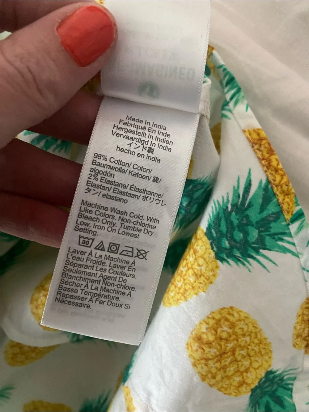 J.Crew Factory Pineapple Sleeveless Button-Up Top - White/Yellow/Green - Picture 4 of 5